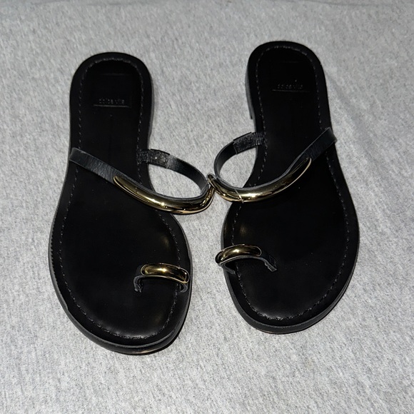 Dolce Vita Black Sandals with Gold Accents - Picture 1 of 4